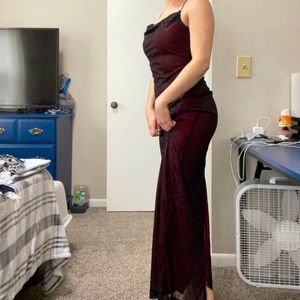 Red and black glittery formal dress only worn once.
